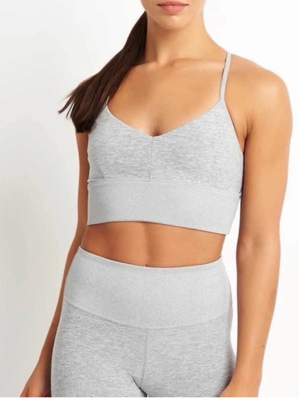 Alo Yoga Alosoft Lavish Sports Bra In Athletic Heather Gray Size Small